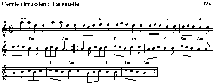 Cercle circassien : tarentelle